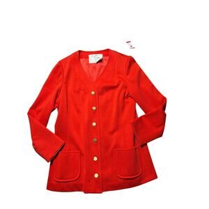 Vintage Jean Louis & Dalton Red Virgin Wool Cardi Coat | 14